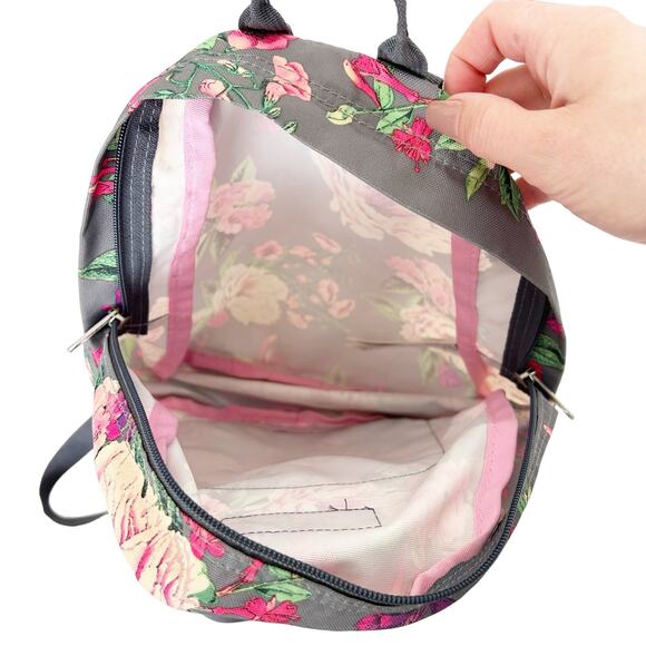 Jansport Gray Pink Floral Mini Backpack - Picture 6 of 8
